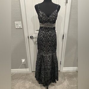 Long Black and White Lace Dress
